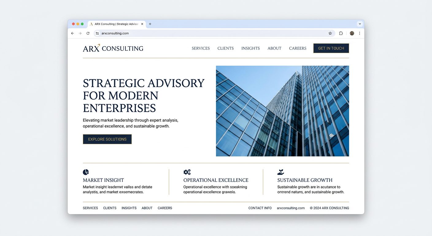 Contoh rekaan website firma perunding yang minimal dan elegan